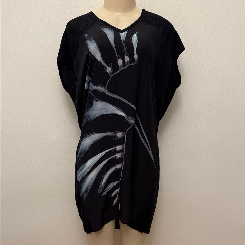 All Saints Black Floral Print Tunic Dress Size US 6